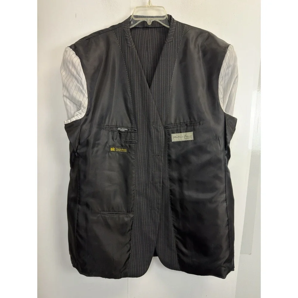Martina Franca Wool 2-pc Suit Men's 48L 3 Button Blazer‎ 40X31 Pants Grey Stripe
